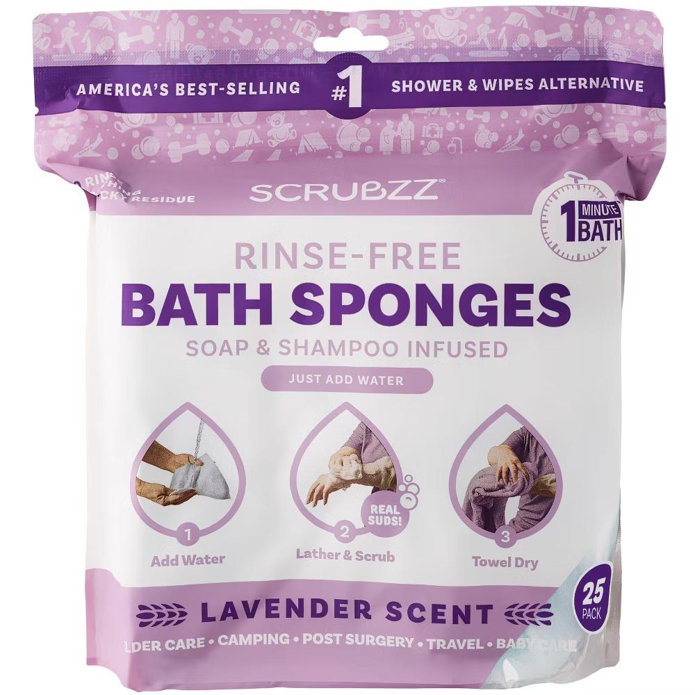 Scrubzz No Rinse Bath Wipes for Adults Bathing, Adult Rinse Free Bath Sponges - Disposable - Image 22