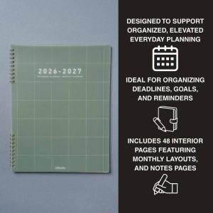 12 Month 2026-2027 8.5" 11" Monthly Planner - Dark Sage