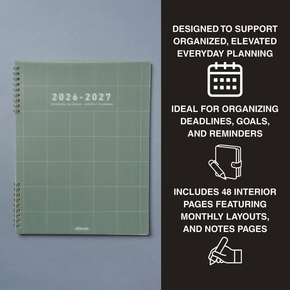 12 Month 2026-2027 8.5" 11" Monthly Planner - Dark Sage