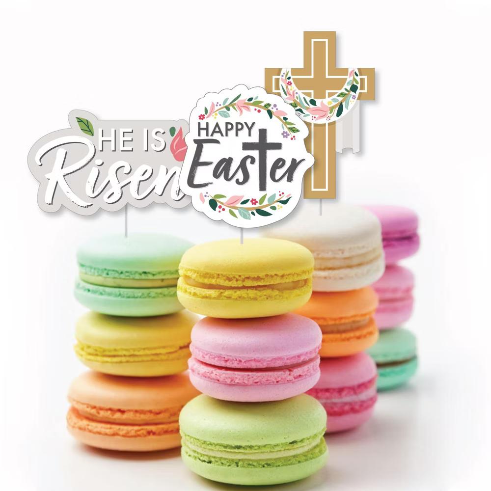 Religious Easter - Dessert Cupcake Toppers - Christian Holiday Party Clear Treat Picks - Set of 24 - Image 3