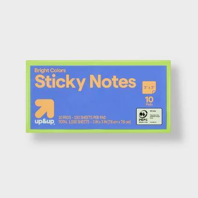 Sticky Notes 10pk 100ct per Pack - 3x3 Inch Multicolor, Uncoated Paper, Office Supplies, Glue Binding - Image 2