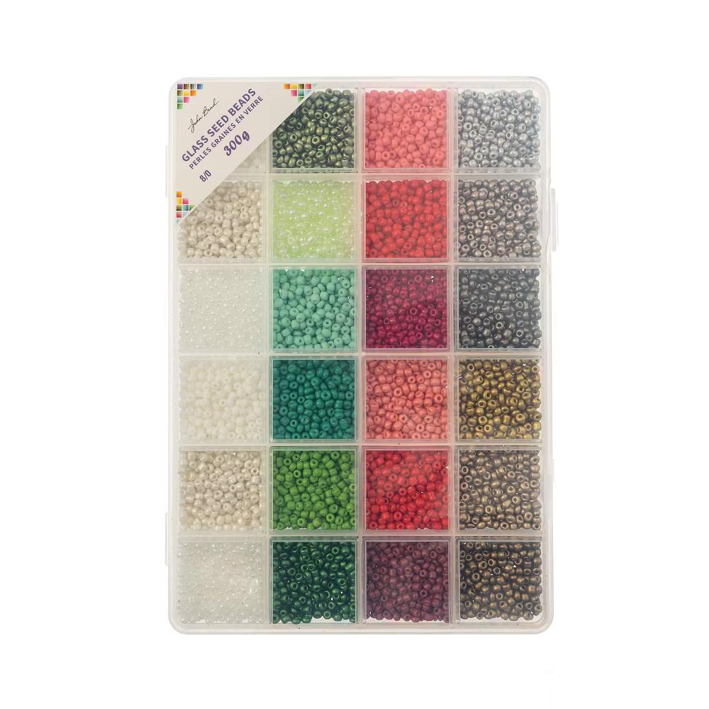 12500pcs Assorted Glass Seed Beads 8/0, 24 Colors Christmas Bliss Palette Round Bead for DIY Crafts Jewelry Making Bead Box - Image 2