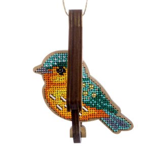Crafts Wooden Bead Embroidery Kit Bird in Birdhouse FLK-580