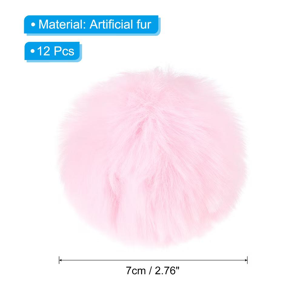 Fluffy Soft Elastic Faux Fur Pom Poms for Hats DIY Scarves Gloves 12 Pcs - Image 22