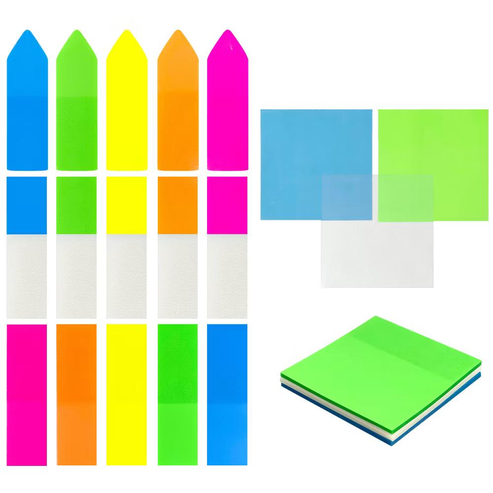 500pcs Transparent Sticky Notes Set, Memo Note Pads, Book Tabs, Page Markers, Sticky Notes, School and Office Supplies