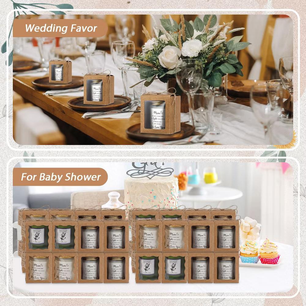 100 Set Candle Gift Boxes with 100 Transparent Window Packaging 3.35x3.35x3.94 in 100 Thank You Tags 1 Roll Rope - Image 7