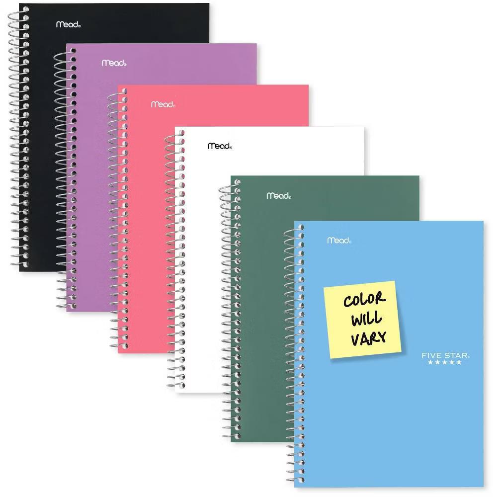 Five Star 150pg 5 Subject College Ruled Notebook 9.5"x6": Spiral, School Supplies, Acid-Free, Water-Resistant, Multicolored - Image 5