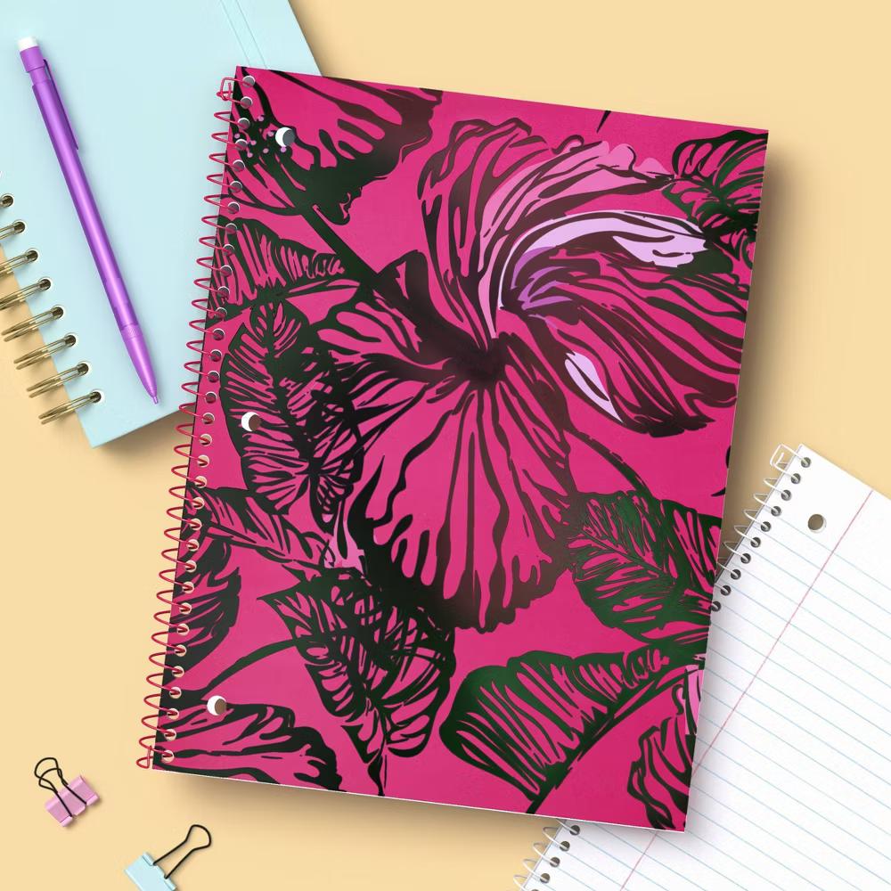 Wide Rule Floral Iridescent 7.5"x10.5" Spiral Paper Notebook Pink - Image 3