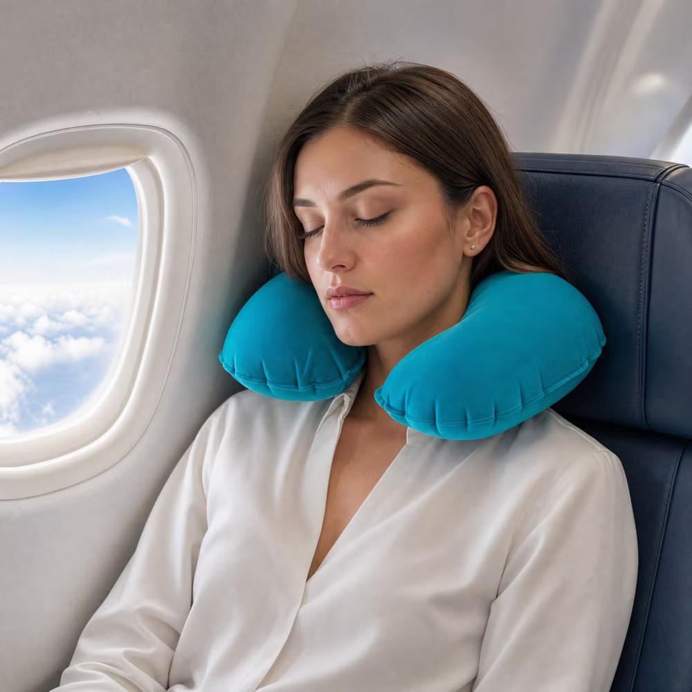 Comfortable Inflatable Travel Pillow with Eye Mask Earplugs 1 Set - Image 17