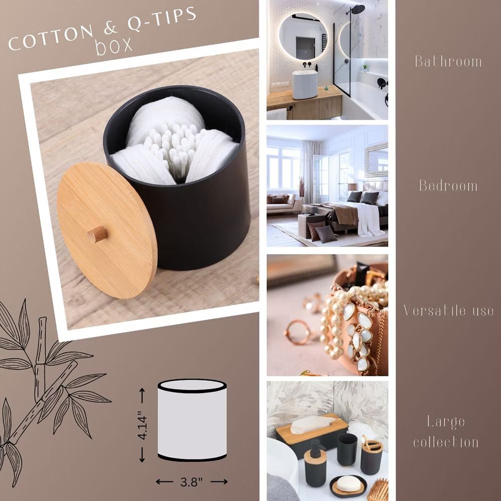 French Home Goods Cotton Pad & Q-Tip Holder with Bamboo Lid - Image 6