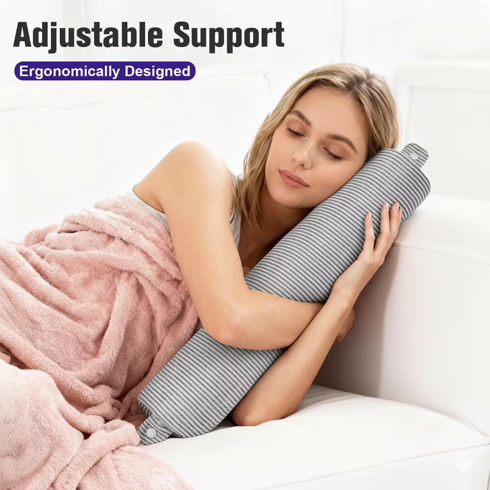 Memory Foam Travel Pillow, Travel Neck Pillow For Airplanes Car, Flexible U-Shaped Plane Pillow With Washable Cover, Gray Stripes - Image 5