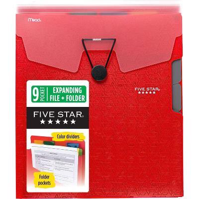Five Star 9 Pocket Expanding File Folder Fire Red - Image 7