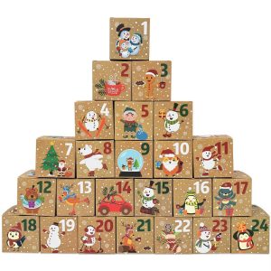 Christmas Advent Calendar Countdown Gift Boxes, Winter Buddies
