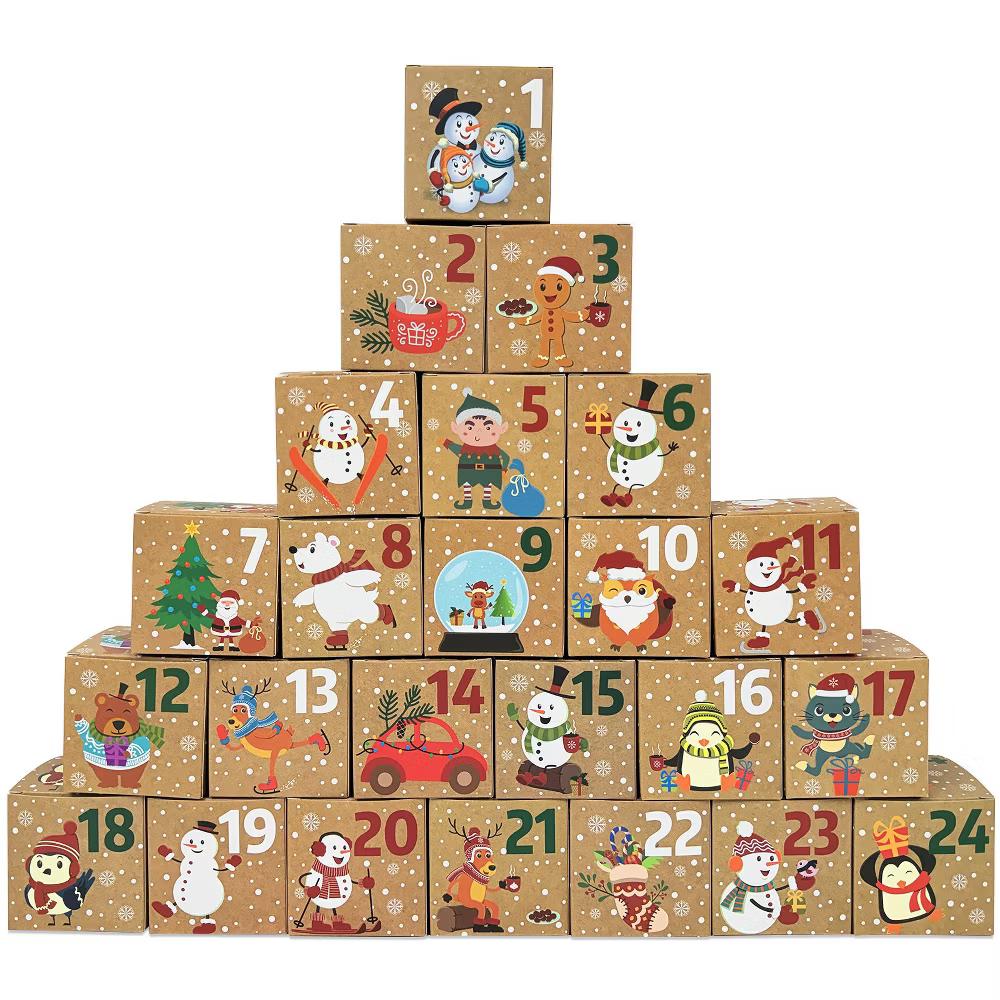 Christmas Advent Calendar Countdown Gift Boxes, Winter Buddies