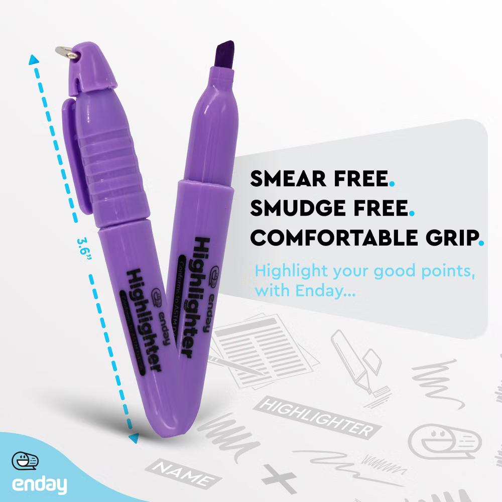 Mini Fluorescent Highlighter with Cap Clip. Smooth Glide Solid Gel Student Study Kit Assorted Colors, (12 Pack) - Image 3