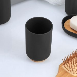 French Home Goods Elegant Bamboo-Based Bathroom Tumbler – Modern Vanity Cup, Ideal for Toothbrush Holder or Countertop Organizer