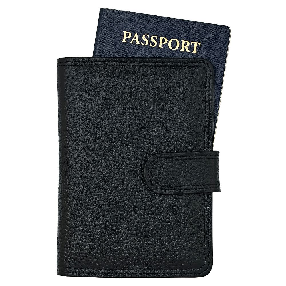 Steeltime Unisex leather passport holder. Color Options: Black, Brown, Navy, Teal, Red, Purple - Image 4