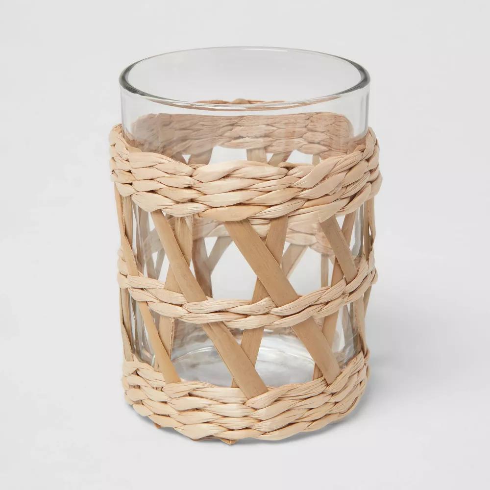 Woven and Glass Toothbrush Holder