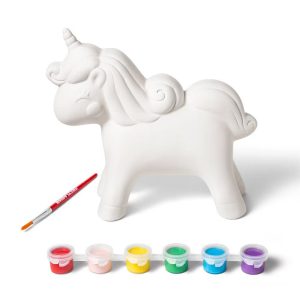 Paint-Your-Own Ceramic Unicorn Kit - Painting Kit with Brush & Paint, Ceramic Animal Craft for Ages 8