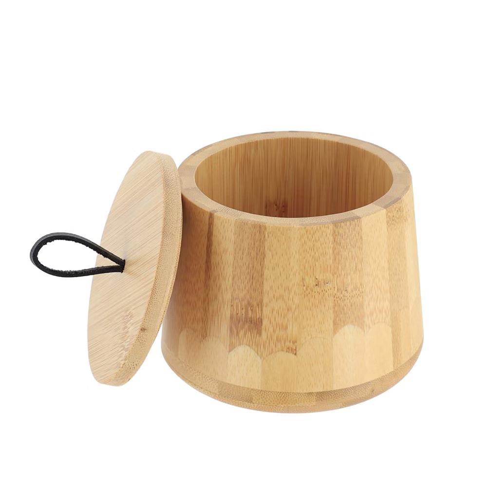 Natural Bamboo Cotton Ball Holder - Bathroom Container Storage Solution for Cotton Swabs, Pads & Other Bath Accessories - Image 3