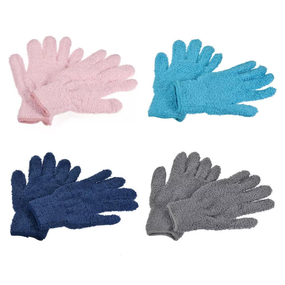 Dusting Cleaning Gloves Microfiber Mittens for Plant Blinds Lamp Window Blue Dark Blue Gray Pink 4 Pairs 1 Set