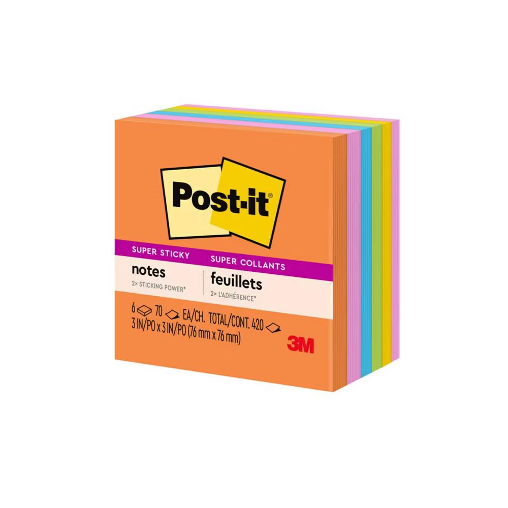 Super Sticky Notes 3" 3" Energy Boost Collection: 6 Multicolor Pads, 70 Sheets Each, Art & Design Theme - Image 8
