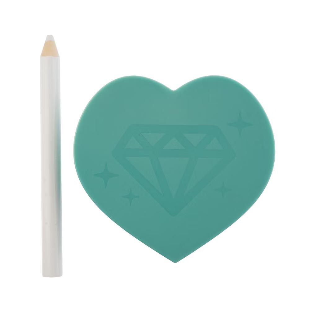 Crystal Lane DIY Teal Heart Plastic Rhinestone Bead Sorting Tray with Pickup Stick - Image 4