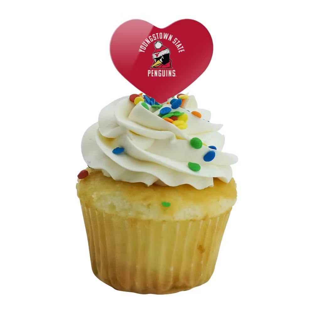 Youngstown State Penguins Logo Heart Love Cupcake Picks Toppers Decoration Set of 6 - Image 7