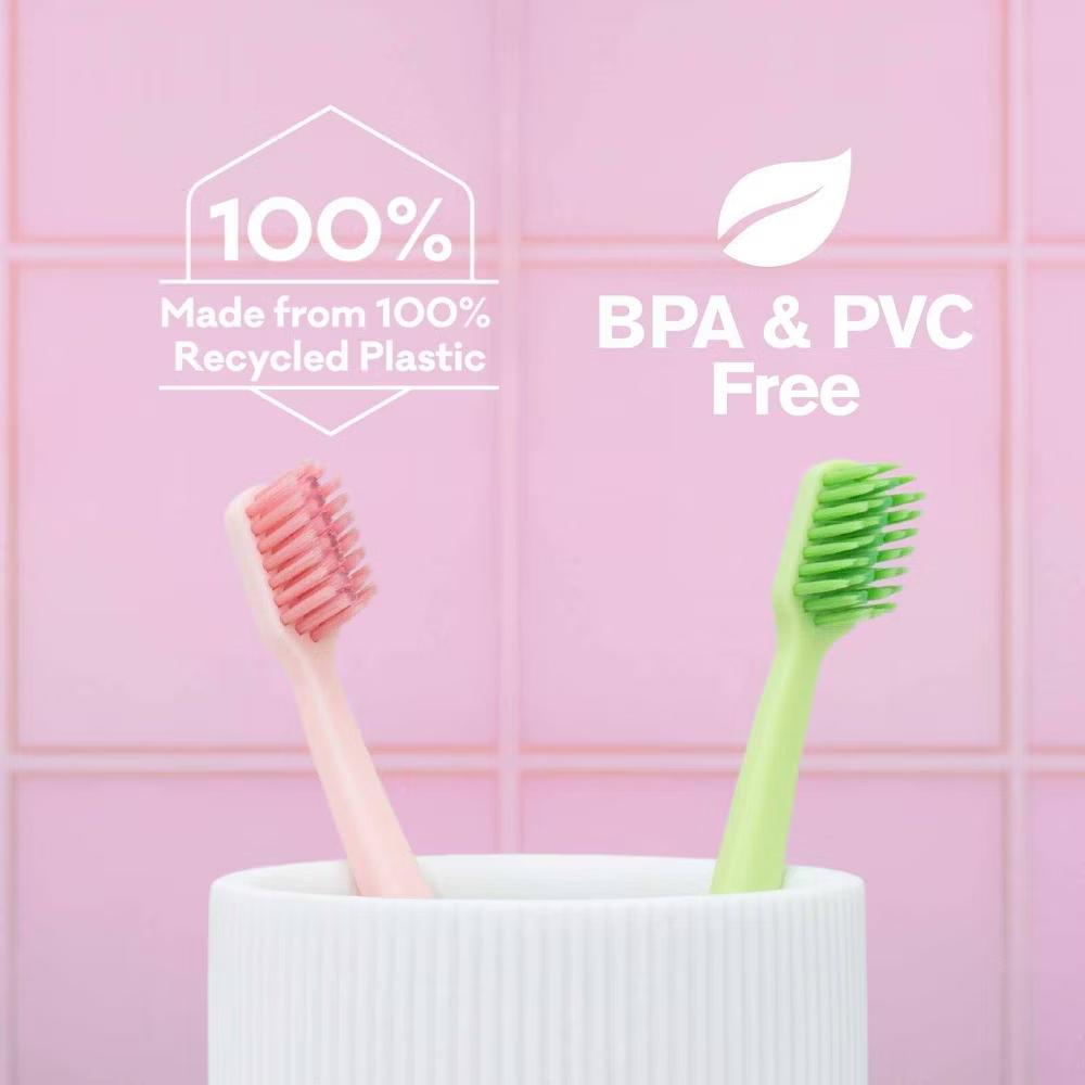 Pro Ultimate 100% Recycled Plastic Handle Gentle Care Toothbrushes - Ultra Soft - Green/Pink - 2ct - Image 4