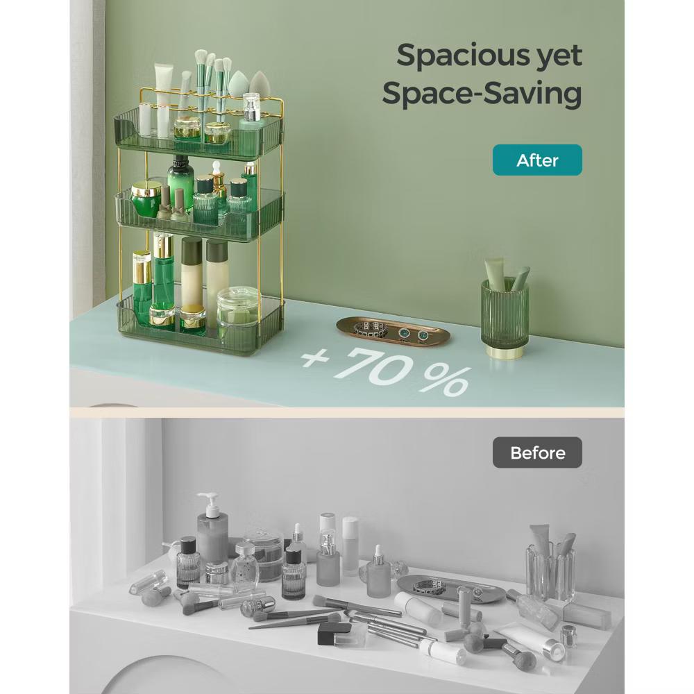3-Tier Skincare Organizer with 2 Accessory Options, Adjustable Makeup and Jewelry Holder for Vanity Countertop - Image 14