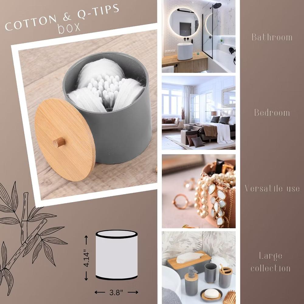 French Home Goods Cotton Pad & Q-Tip Holder with Bamboo Lid - Image 12