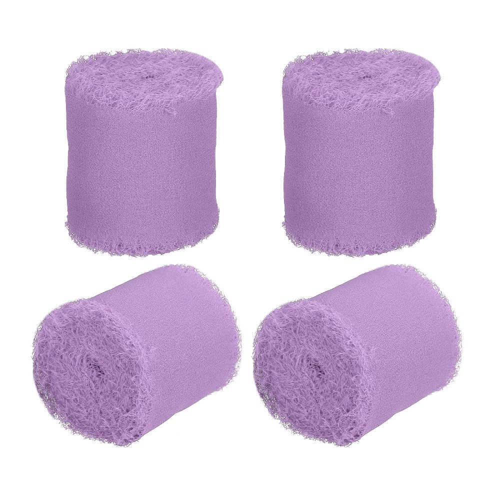 DIY Crafts Party Gift Wrapping Fringe Chiffon Silk Ribbon 4 Rolls - Image 25