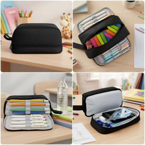 4 Compartment Large Capacity Pencil Case, Pencil Pouch for Stationery Tools