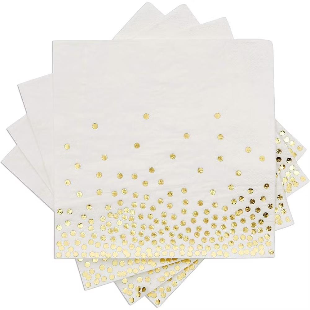 Juvale Gold Confetti Party Tableware Set, 144 Pieces, Serves 24, Plates, Cups, Napkins & Cutlery for Birthdays, Bridal Showers & Parties - Image 5