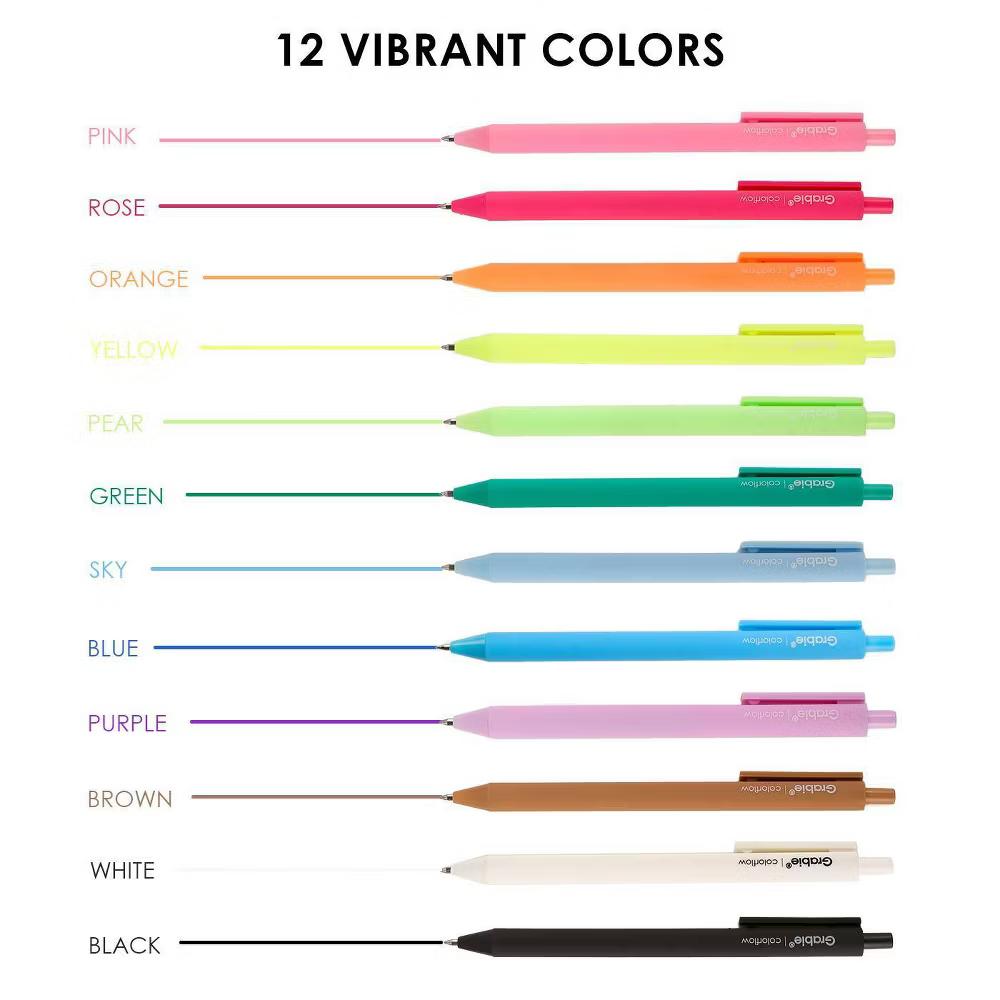 Grabie 12ct Retractable Colorflow Acrylic Gel Pens