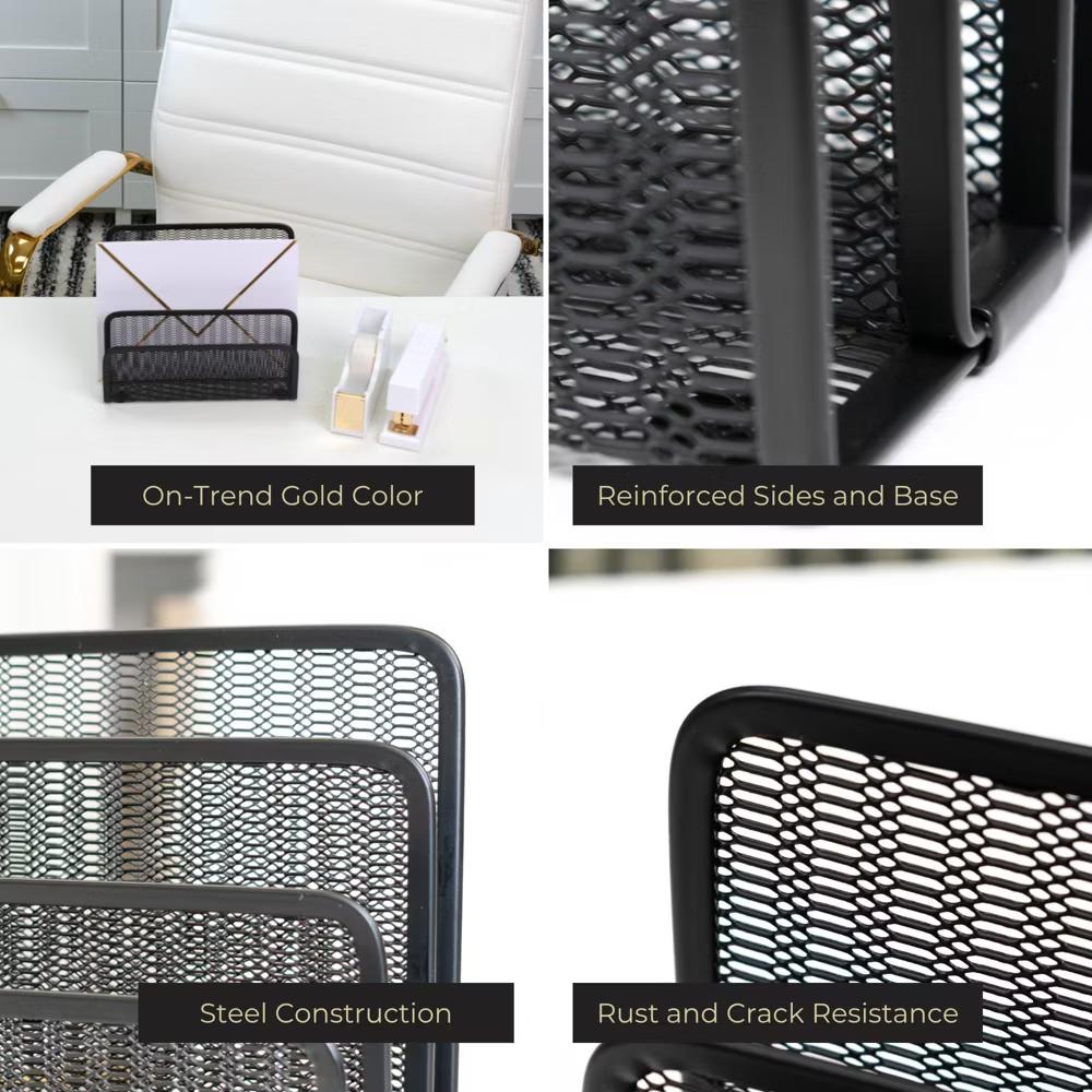 Blu Monaco 3 Tier Metal Mesh Letter Sorter - Available in Aqua, Black, Gold, Pink, Rose Gold, and White - Image 12