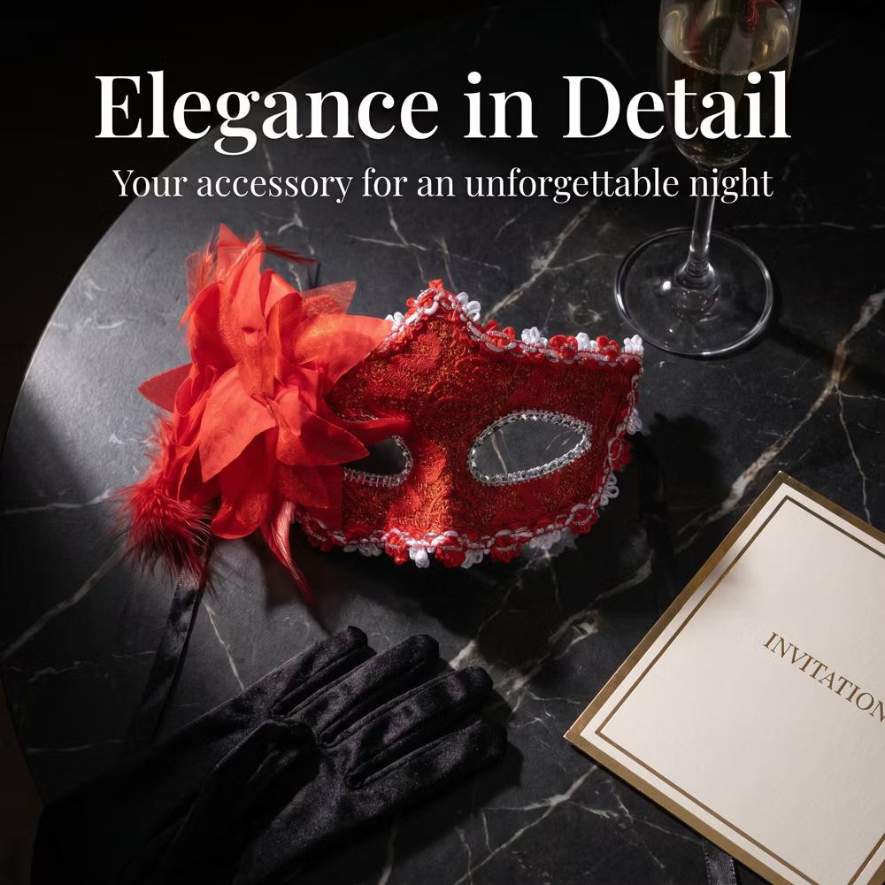 Venetian Masquerade Side Flower Rose Eye Mask for Halloween Costume Party Decor - Image 45