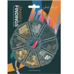 138pcs 8 Slots Round Jewelry Findings Kit Clamp Ends Assortment Set