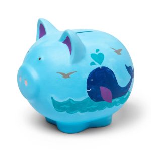Paint-Your-Own Piggy Bank Craft Kit - Ceramic Painting Coin Bank for Kids, Includes Paints & Brushes
