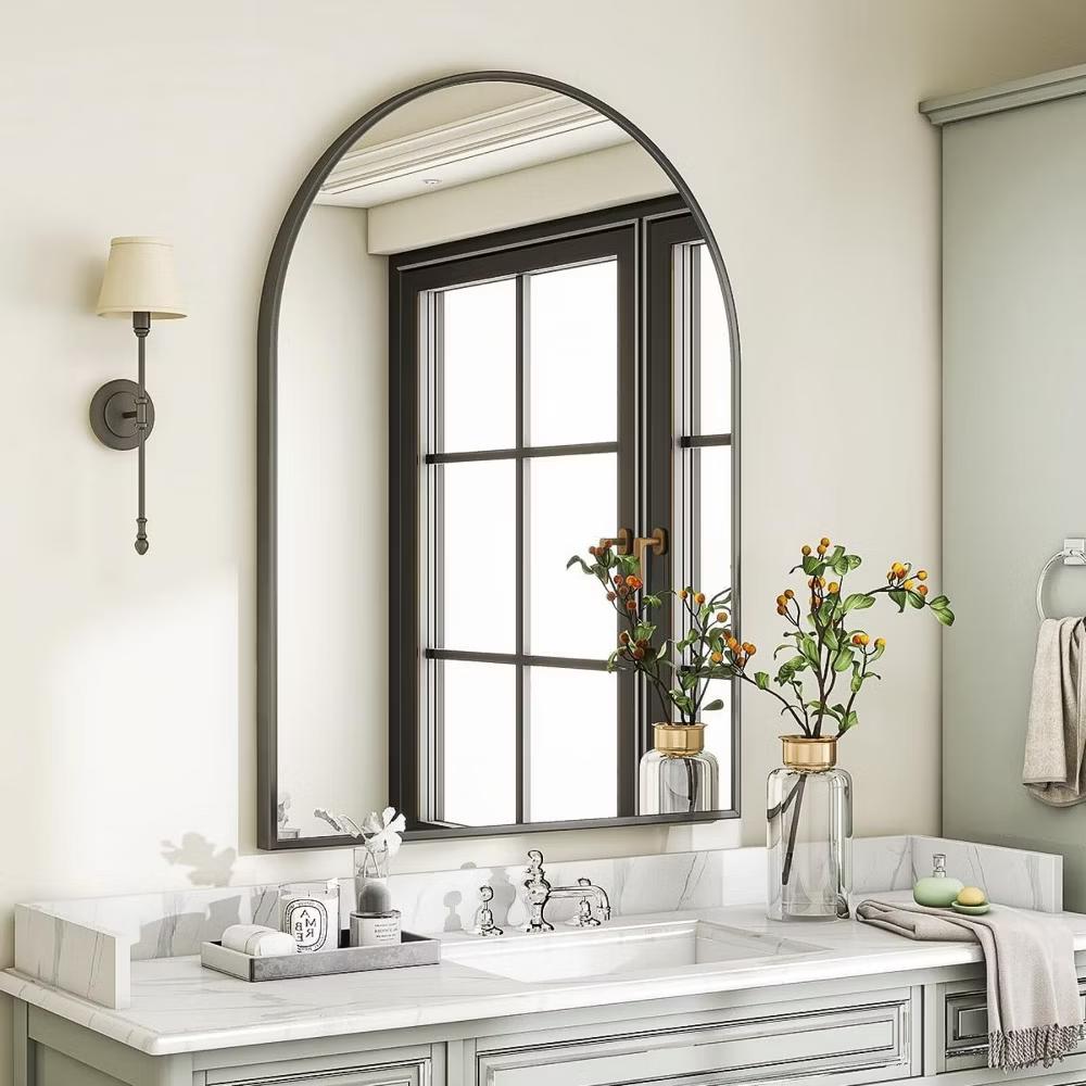 BEAUTYPEAK 16"x24" Arched Bathroom Mirror Vanity Wall Mounted Mirror, Black - Image 17