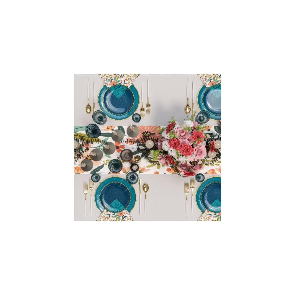 Trendables 40 Pieces Plastic Disposable Wedding Plates Set - 20 7.5" & 20 10" Thin & DelicateTinted Petals Plates with Rim - Image 6