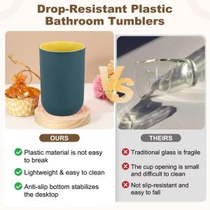 Reusable Plastic Practical Gift Toothbrush Cups 2.6 2.6 4.1 Inch 2 Pcs