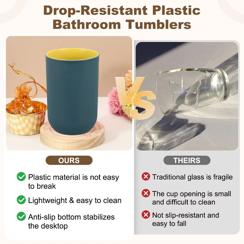 Reusable Plastic Practical Gift Toothbrush Cups 2.6 2.6 4.1 Inch 2 Pcs
