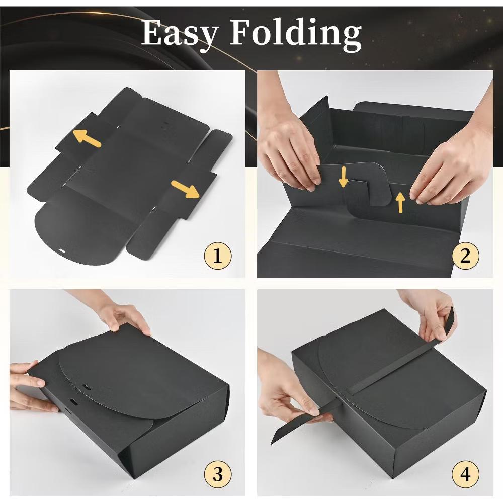 12 Pack Black Gift Boxes with Lids 10.6x7.8x3.1 Inch Paper Box with Ribbon for Bridesmaid Proposal Wedding Birthday Party - Image 5
