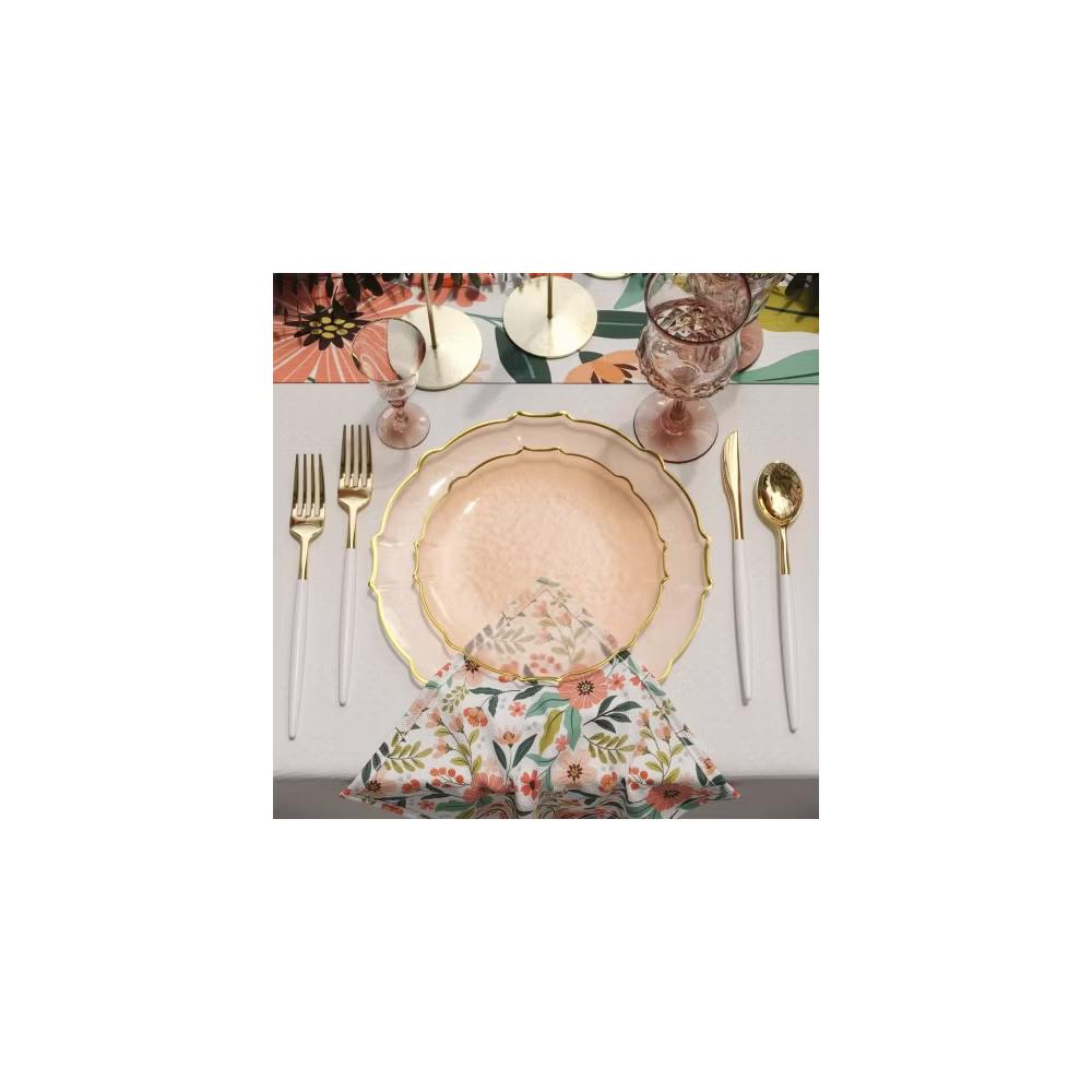 Trendables 40 Pieces Plastic Disposable Wedding Plates Set - 20 7.5" & 20 10" Thin & DelicateTinted Petals Plates with Rim - Image 28