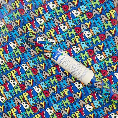 20sq ft 'Happy Birthday' Gift Wrapping Paper - Multicolor Typography, Boys, Birthday, Spring Theme - Image 2
