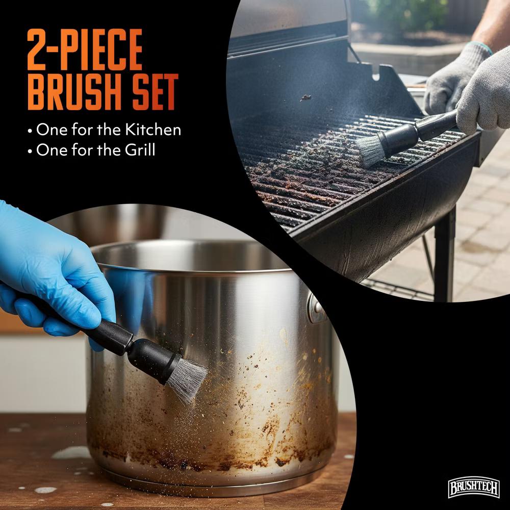 Brushtech Cast Iron Cookware Cleaning Brush – Heavy Duty Tough Bristles for Scrubbing Skillets, Griddles & Grill Pans, Strong Plastic Handle Built - Image 9