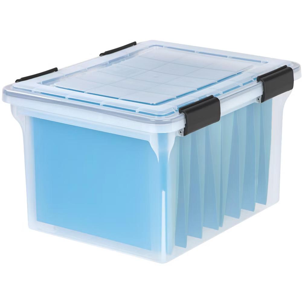 USA Letter Legal Size File Box 32qt WEATHERPRO Airtight Plastic Storage Bin with Lid and Seal and Secure Latching Buckles - Image 14