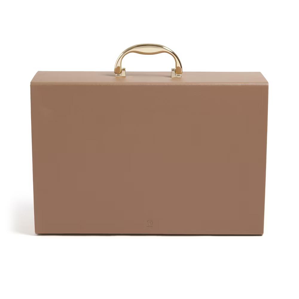19 Pocket Recycled Pleather Expandable File Light Brown: File Organizer & Holder, Letter Size, Storage Bin