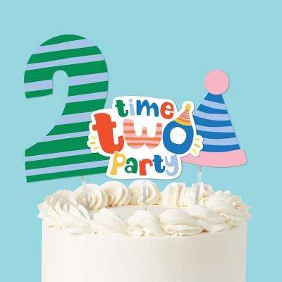 Time Two Party 2nd Birthday Cake Topper Set, Colorful Cake Dessert Decorations, Second Birthday Party Supplies – 3 Count - Image 5
